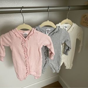 Modern Moments by Gerber Baby Girl Solid Pointelle Coveralls, 3-Pack (Newborn)